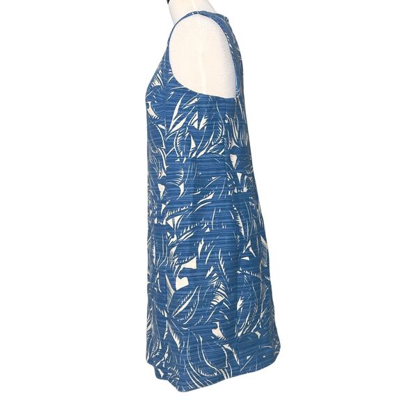 Tory Burch Gulf Shore Tabora Blue & Cream Linen Blend Sheath Mini Dress SZ M - Picture 8 of 13